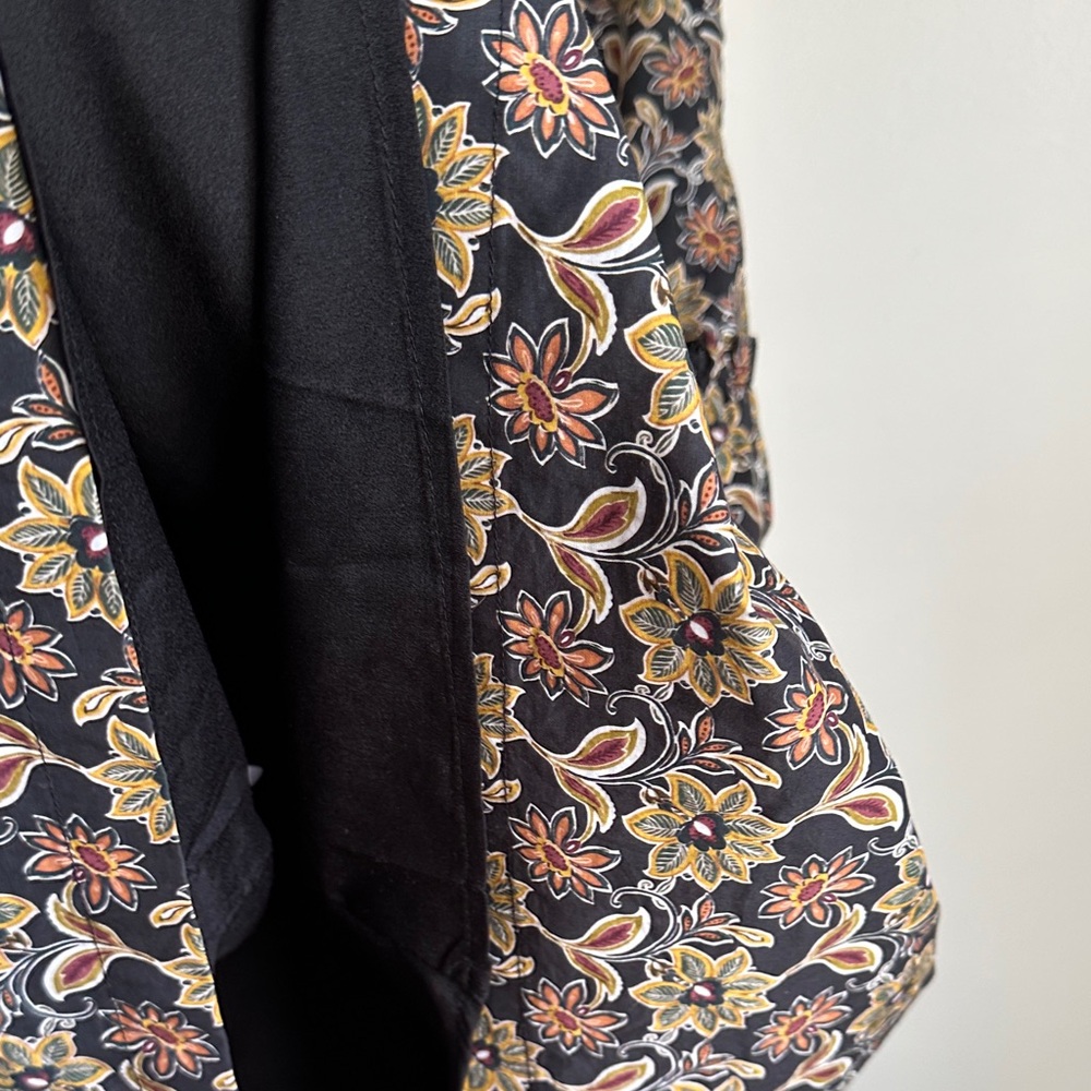 Pinch Anthropologie Black, Mustard, & Rust Floral Babydoll Mini Dress 100 Cotton - Picture 10 of 11